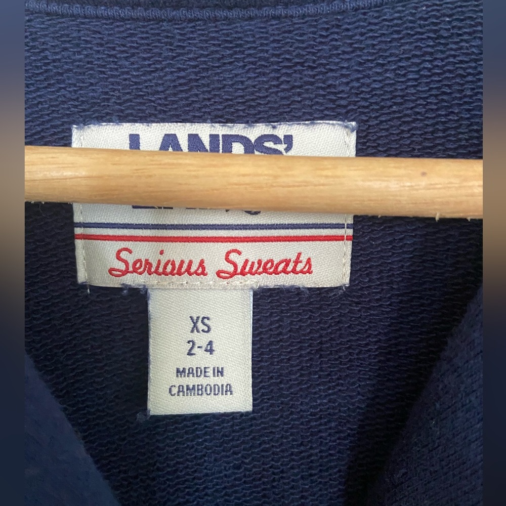 Lands End Serious Sweats Navy Pullover - Picture 3 of 4